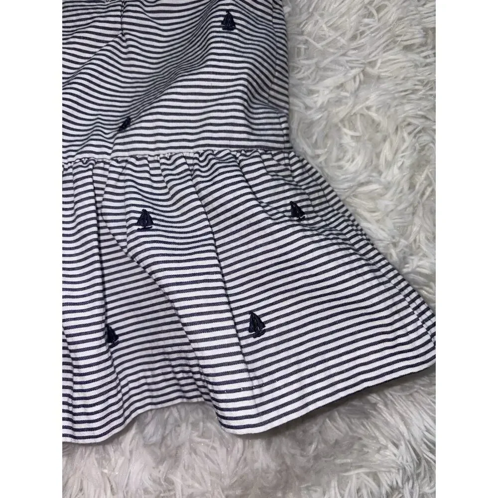 Janie & Jack 6/12 Mo. Classic Sailboat Design Blue Striped Collar Dress. Cute